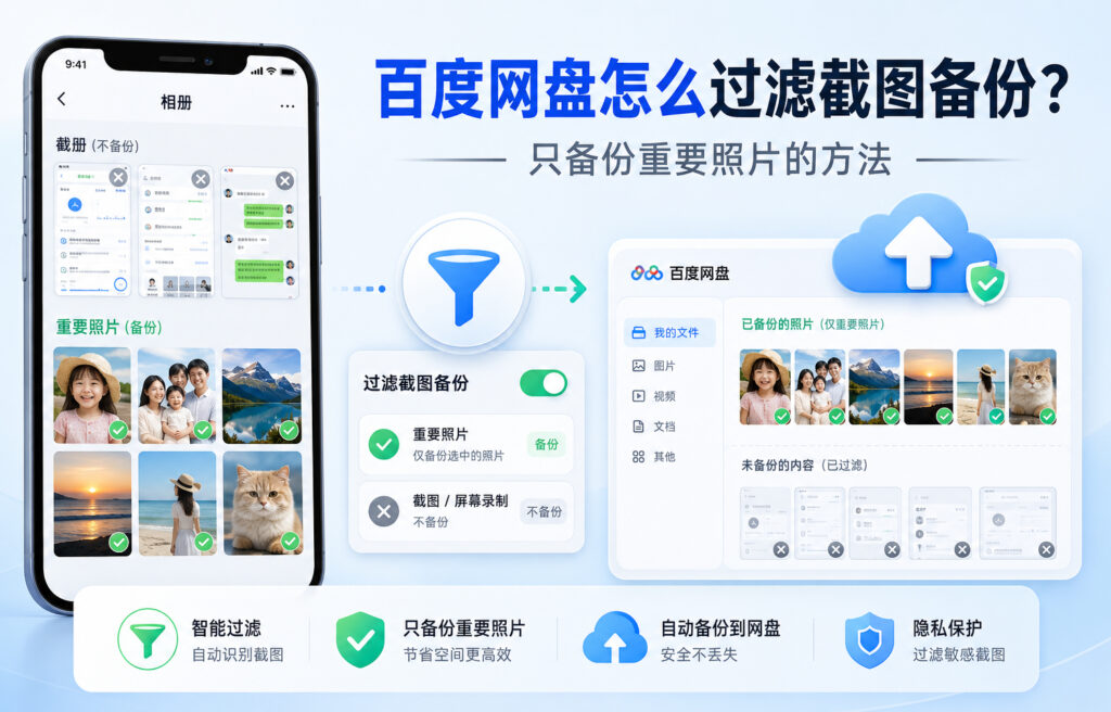 百度网盘怎么过滤截图备份
